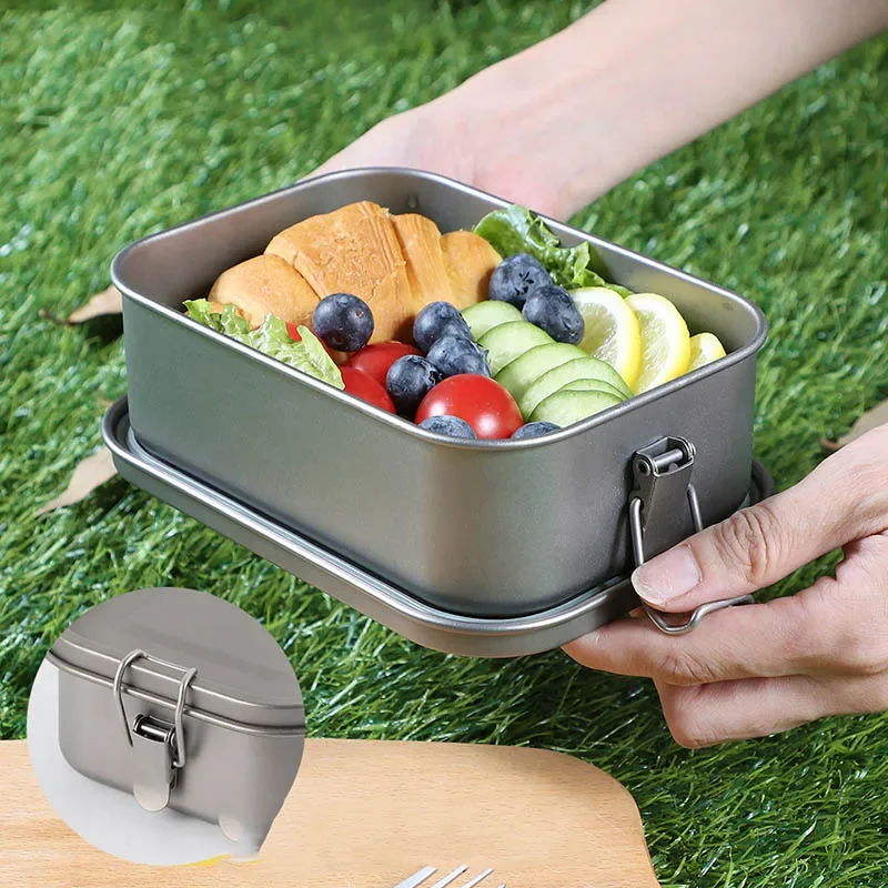 Imagem -04 - Ultraleve Portátil Antiaderente Titanium Dinner Box Outdoor Camping Talheres Portátil Food Lunch Bento Box Piquenique Caminhada Kit de Talheres 0.8 l 1.2l