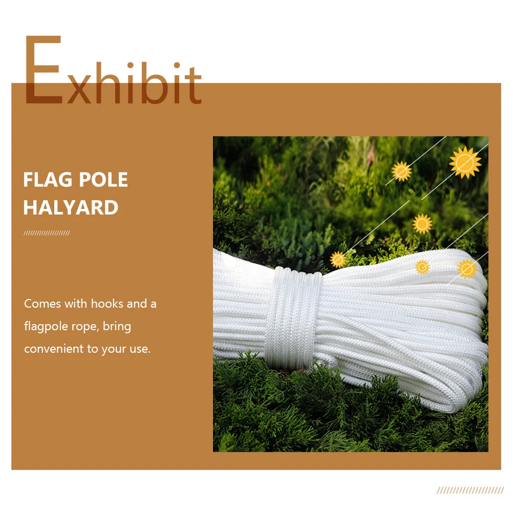 

1Set Flagpole Rope and Hook Kit Durable Nylon White Color Outdoor Indoor Flagpole Accessories Replacement Rope