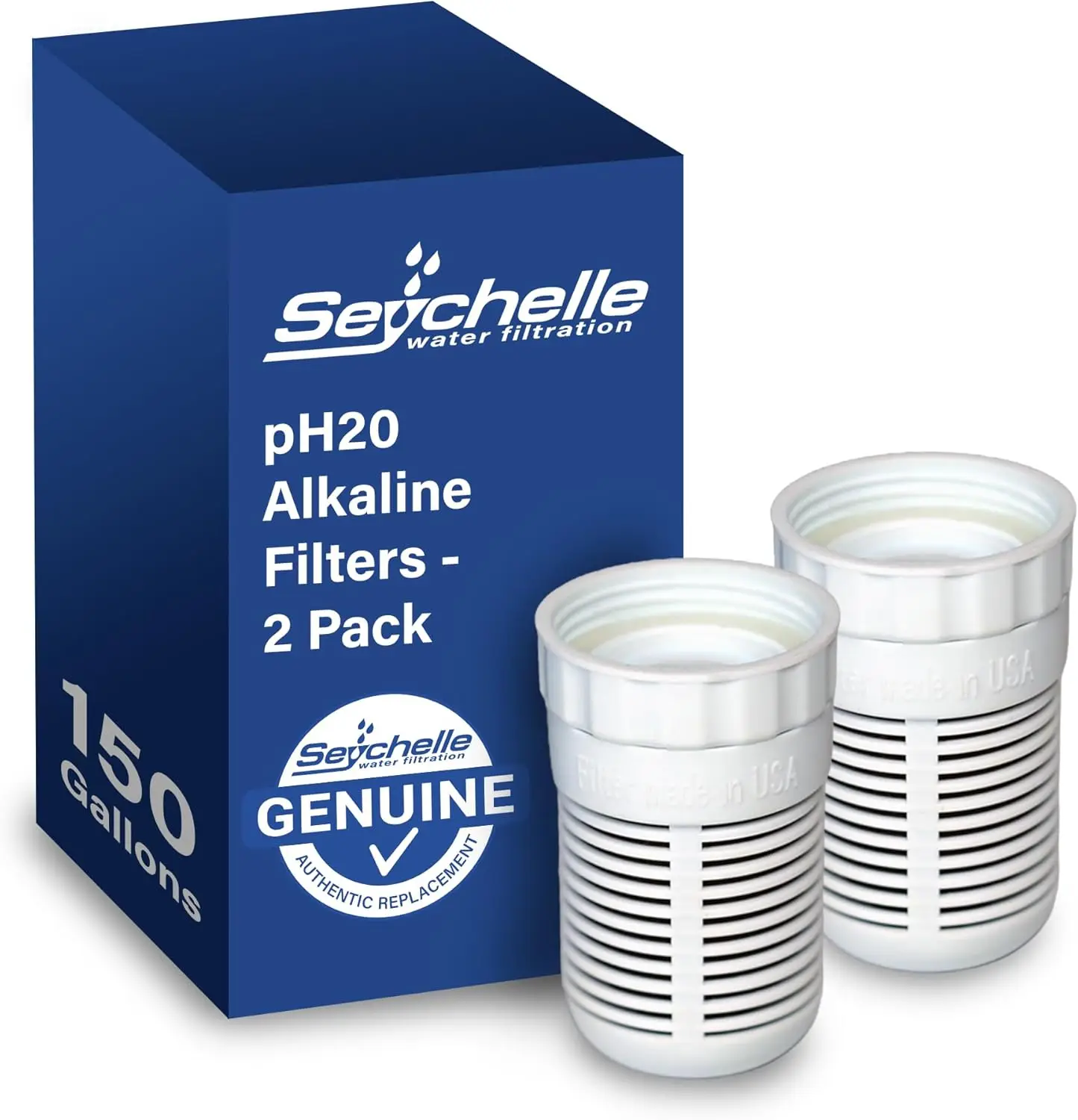 

Alkaline Water Filter Pitcher Replacement - 2 Pack, Boosts pH to 9.5, Removes Contaminants