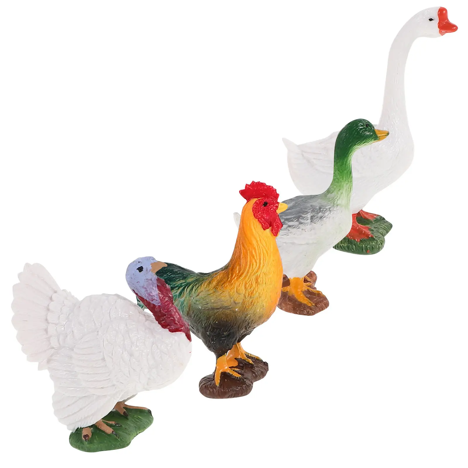 4Pcs Farm Animal Simulation Plastic Poultry Realistic Mini Chicken Set Educational Travel Desktop Decorations Poultry Statue