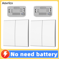 Aovrlcx RF433 MHz Kinetic Wireless Lightswitch No Battery Self-Powered Waterproof Outdoor Remote Control Push Button Wall Switch