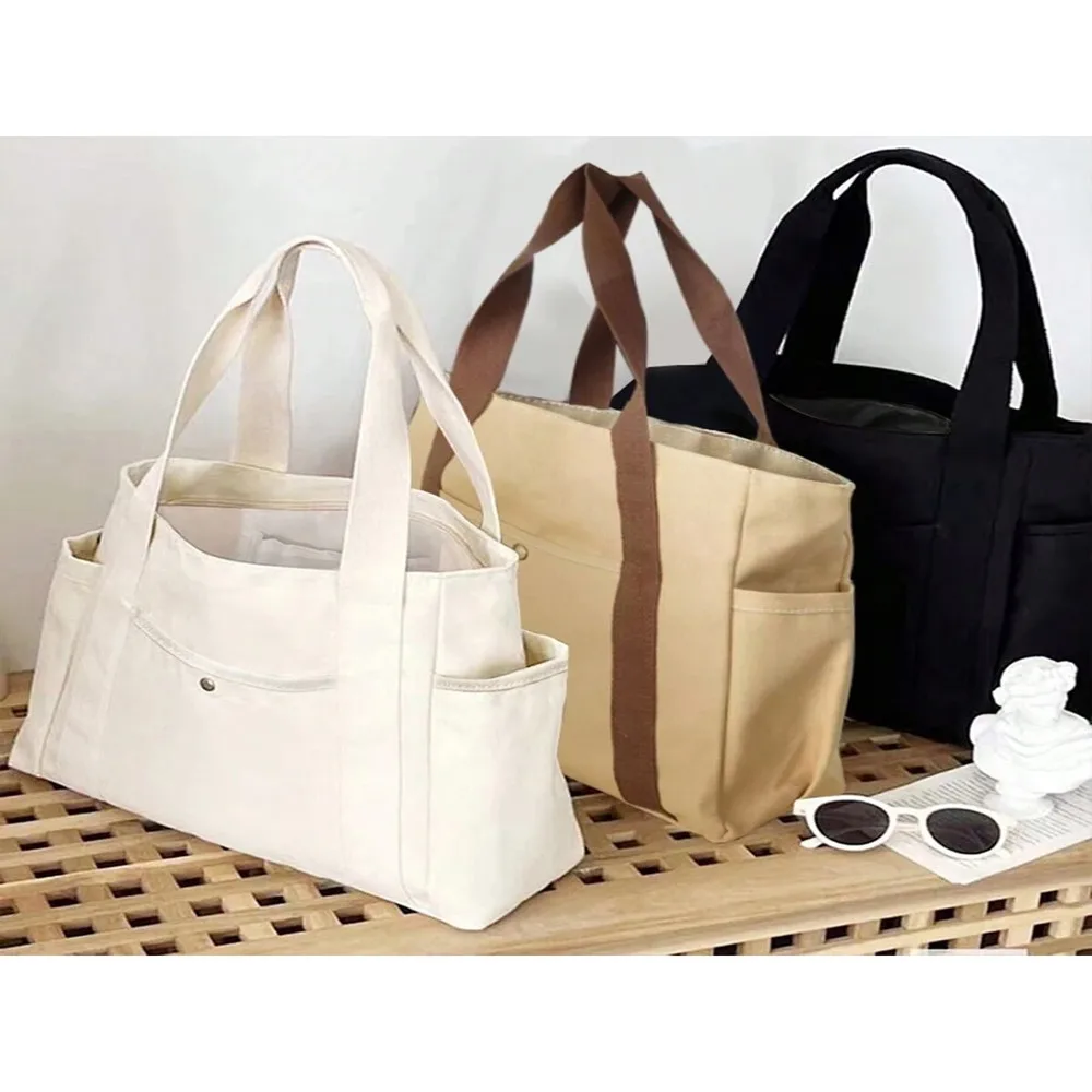 

1 шт. женская однотонная холщовая сумка большой вместимости с буквами — универсальная сумка подмышки для пригородных поездок, работы, покупок