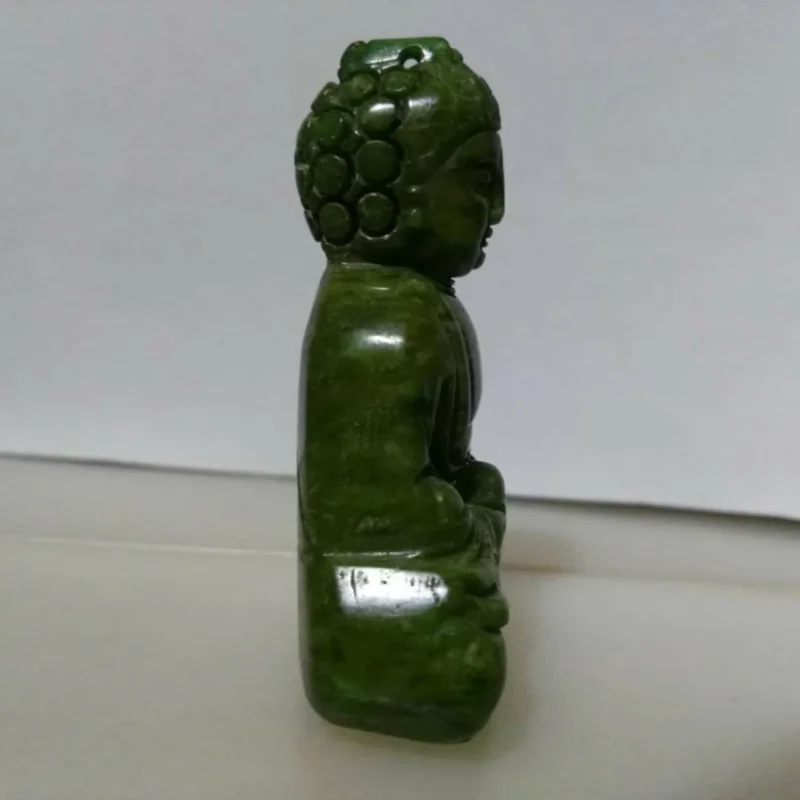 Chinese Handwork Green Jade Carving Buddha Statues Antique Style Feng Shui Decorations for Home
