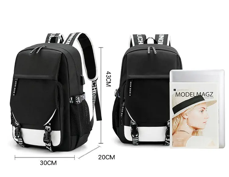 Sacos escolares de carregamento USB para meninos e meninas, grande capacidade, bolsa de computador personalizada, mochila para adolescentes, mochila para laptop, viagem, ao ar livre