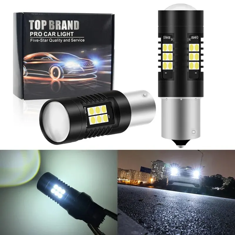 2 stücke 1156 ba15s p21w led bay15d led birnen 1157 p21 5w r5w 3030 21smd fehlerfreies signal