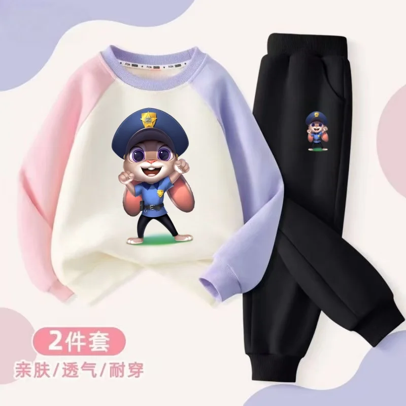 الربيع طفل الصبي الملابس مجموعة الأطفال الفتيات ديزني Zootopia 2 جودي هوبس نيك وايلد البلوز بلوزات وسراويل 2 قطعة دعوى وتتسابق #3