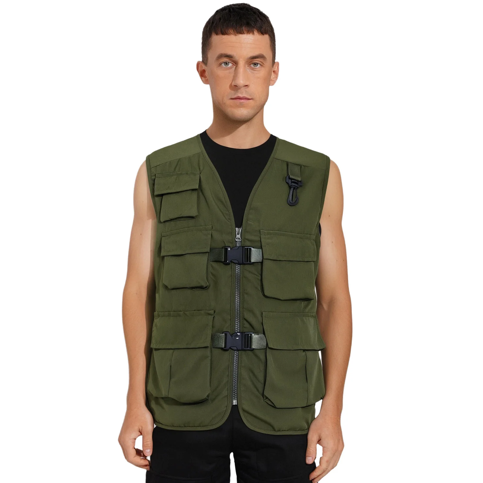 

Adult Men Women Fashion Vest V-Neck Sleeveless Waistcoat with Flap Pockets for Hip-Hop Skateboarding Camping Fishing Waistcoats