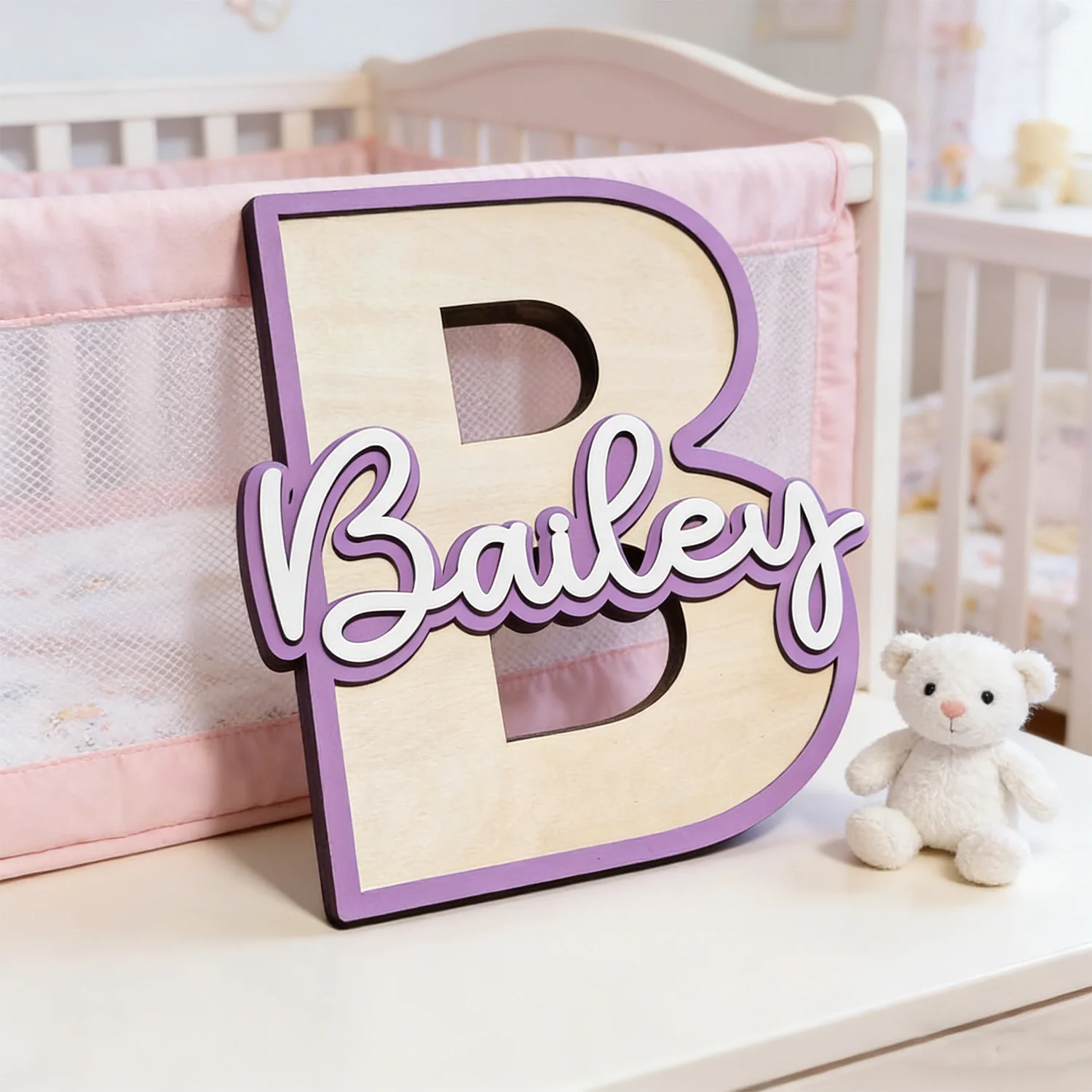1pc Multi-layer Wall Wooden Decorative Plaque, Customizable Name, Suitable for Parties, Weddings, and Special Occasions