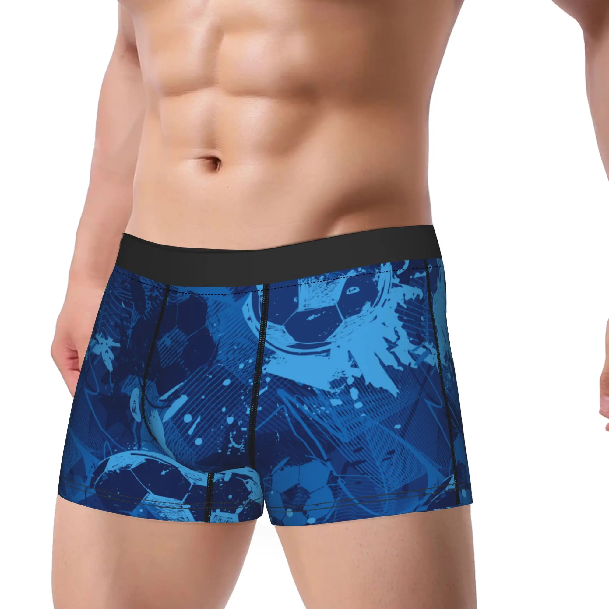 Men Cartoon Soccer Ball Football Long Underwear  Humor Boxer Briefs Shorts Panties Male Soft Underpants M-XXL