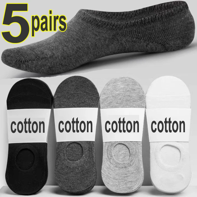 

5pairs Men Socks Solid Color Low Cut Black White Grey Breathable Cotton Sports Socks Male Summer Short Ankle Socks Women Men