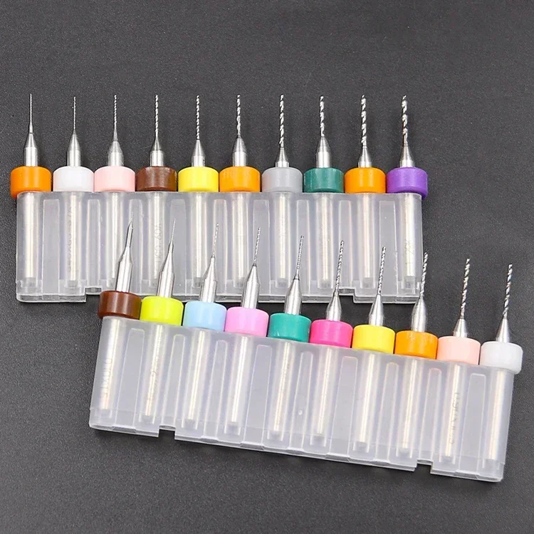 10Pcs Set 0.1mm-1.2mm PCB Drill Bits PCB Circuit Micro Small Board Print Carbide Drills For SMT CNC Board/mold/plastic/copper