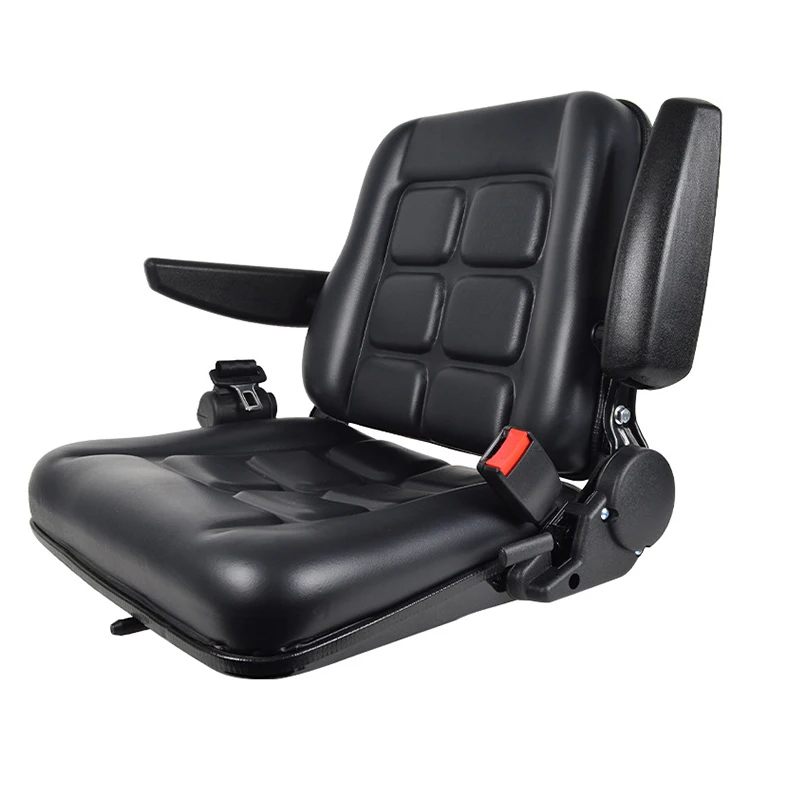 

Черное сиденье для вилочного погрузчика, боковое сиденье для вилочного погрузчика с ремнем безопасности и подлокотником, регулируемое сиденье для трактора-экскаватора, 100 кг