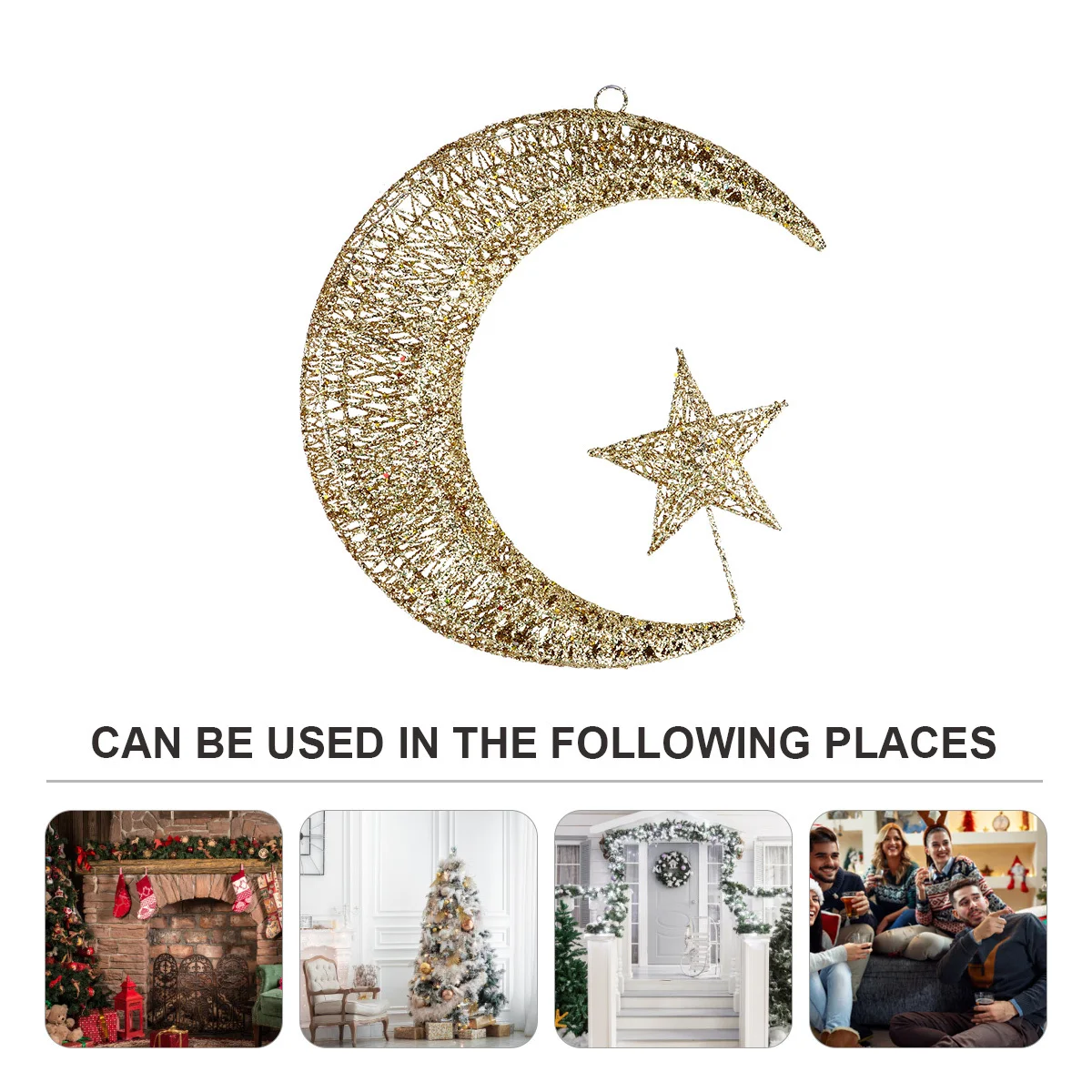 

1pc Iron Craft Star Moon Hanging Decor 20Cm Christmas Decoration Pendant For Home Garden Office Ornament Gift