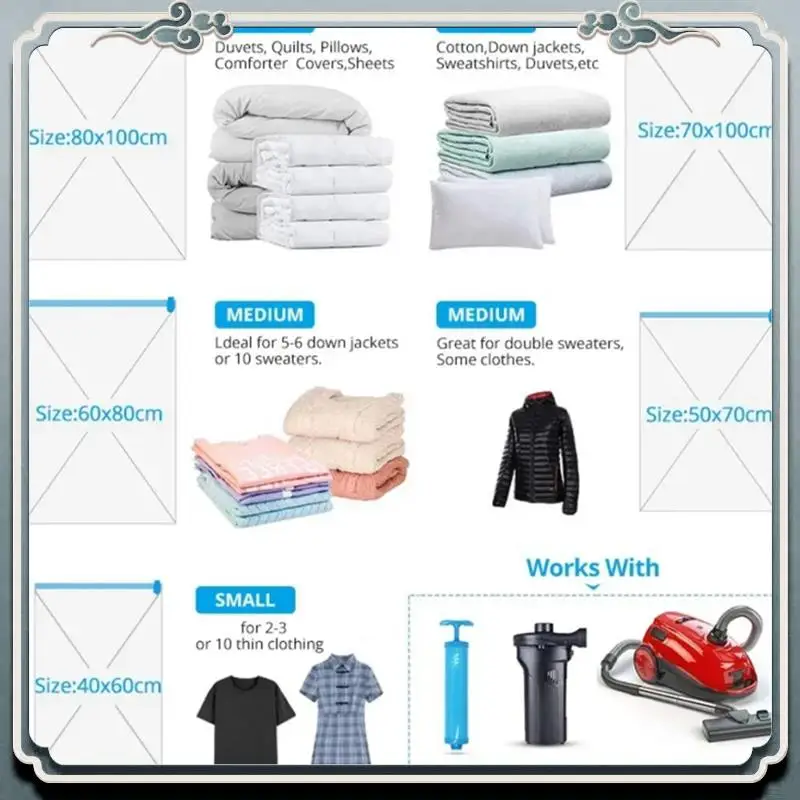 

Durable Vacuum Storage Bags,Vacuum Bag Packaging Saves Space,For Bedding Clothes Travel Storage Bedroom Storage Bags
