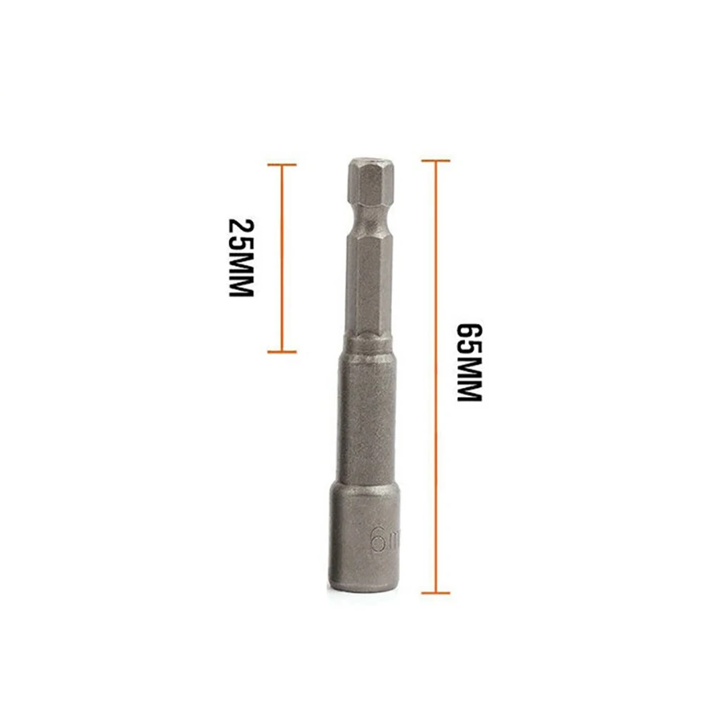 Conector hexagonal de 6/7/8/9/10mm, destornillador de tuerca magnética de liberación rápida de 1/4 pulgadas, cabezal de lote de viento para destornilladores, taladros eléctricos