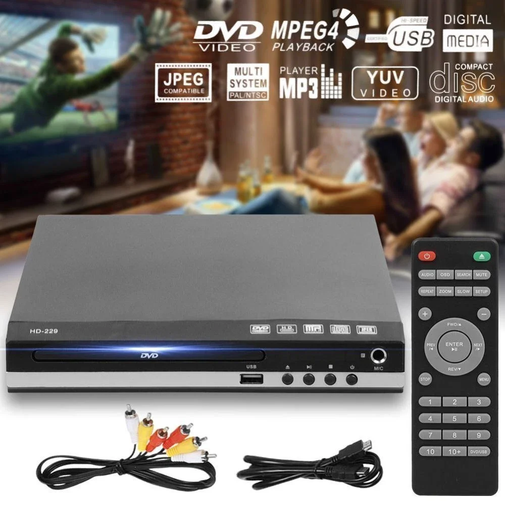 

DVD Player All Region CD Disc Player High-definition Free DVD CD Disc Player AV Output USB Remote Control for Home Stereo System