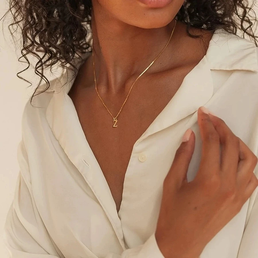 A-Z initiële ketting 18K vergulde ketting Leuke letter roestvrijstalen ketting voor dames