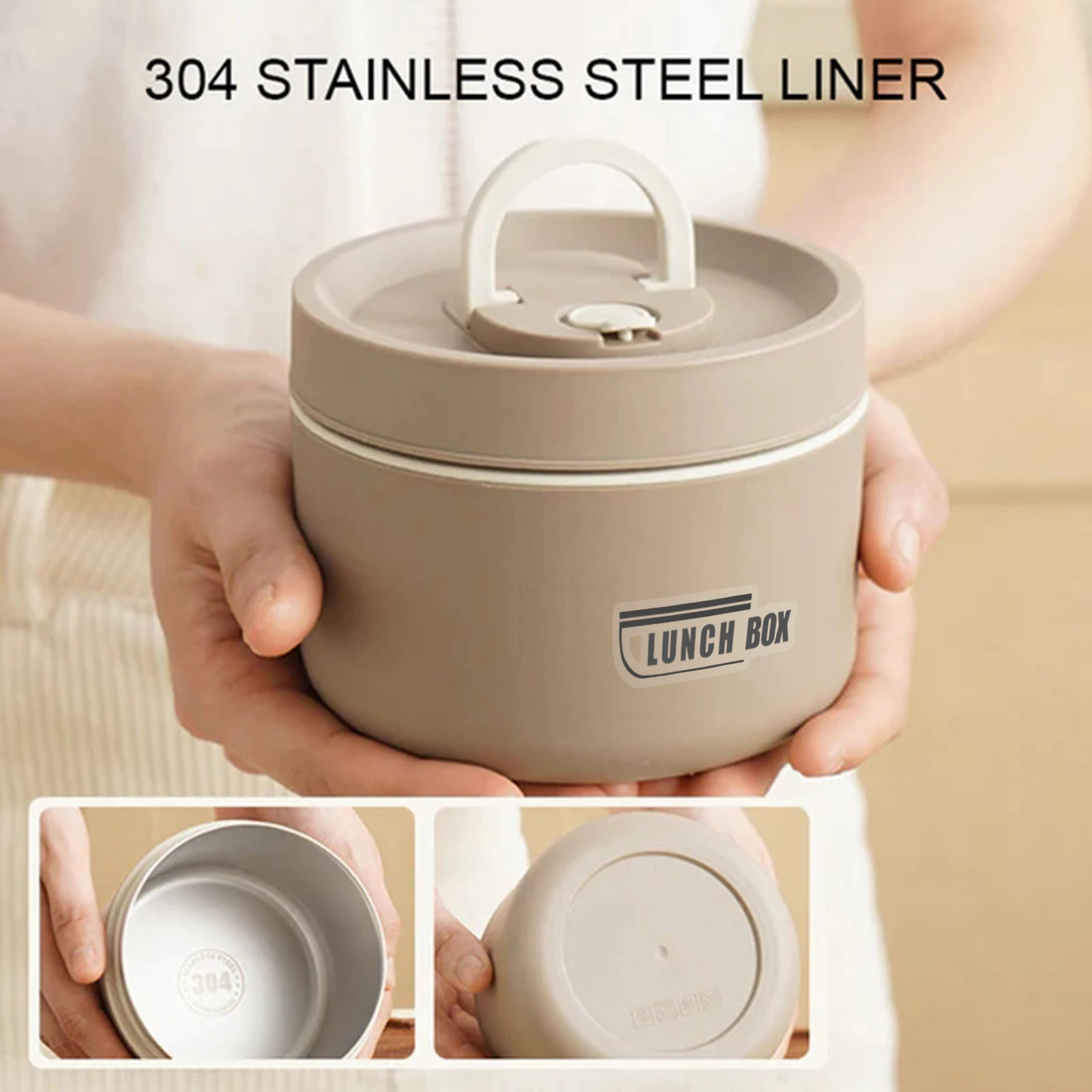 

Kids Lunch Box Containers for School Leakproof Round Picnic Lunchbox with Folding Handle Food Storage Accessories