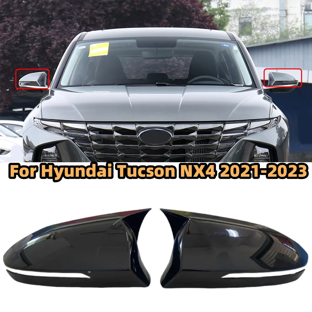 

Fits For Hyundai Tucson NX4 2021 2022 2023 Rearview Mirror Side Mirror Housing ABS Bull Horn Design Protective Cover Car