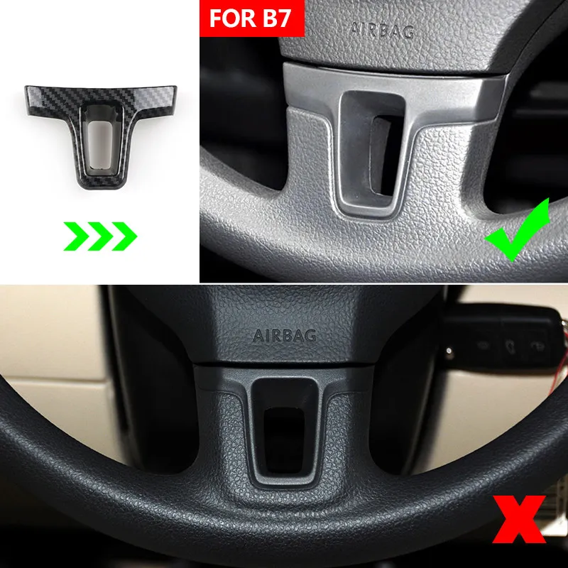 For VW Golf 6 MK6 Passat B7 CC Tiguan Jetta Sharan Caddy Car Accessories ABS Carbon Fiber Steering Wheel Bottom Frame Cover Trim