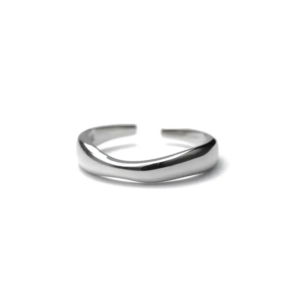 3pcs Stackable Resizable Stainless Steel Wave Cuff Ring Set