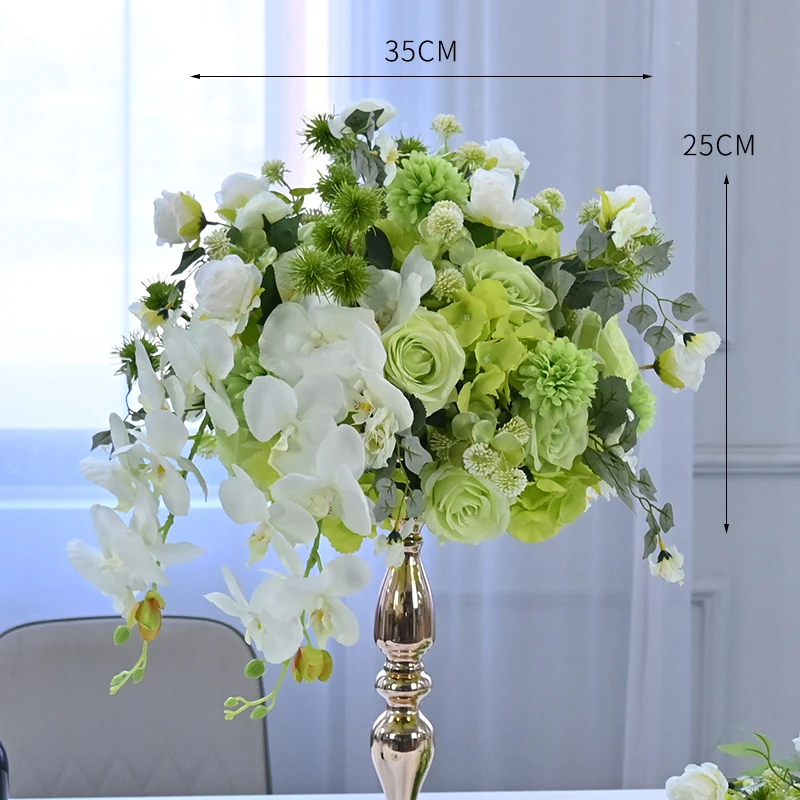 80 سنتيمتر إلى 35 سنتيمتر الأخضر الوردي الأبيض السحلية الجدول محور كرة زهرية الزفاف خلفية ديكور ترتيب الأزهار عداء الحدث الدعائم