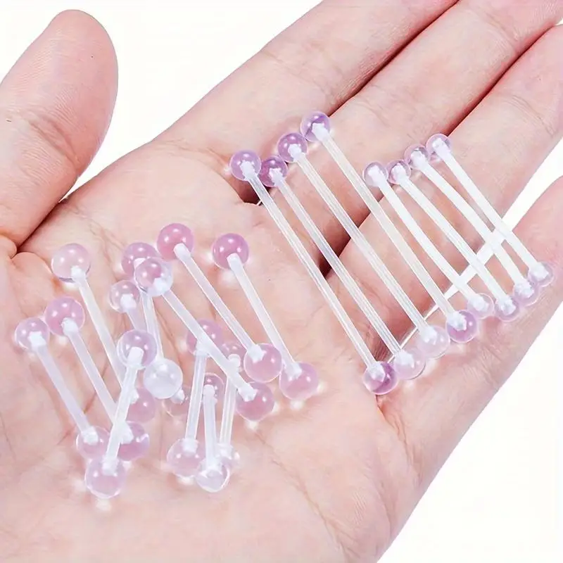 10 قطعة 12-38 مللي متر واضح الاكريليك الحديد ثقب ل حلقات للحلمات من الفولاذ اللسان الصناعية وأقراط مجوهرات مضادة للحساسية