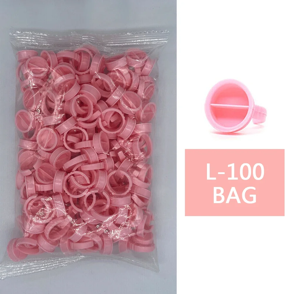 100pcs/bag Disposable Pink False Eyelash Glue Ring Adhesive Tattoo Pigment Ink Holder Divider/Undivider Tattoo Makeup Cups