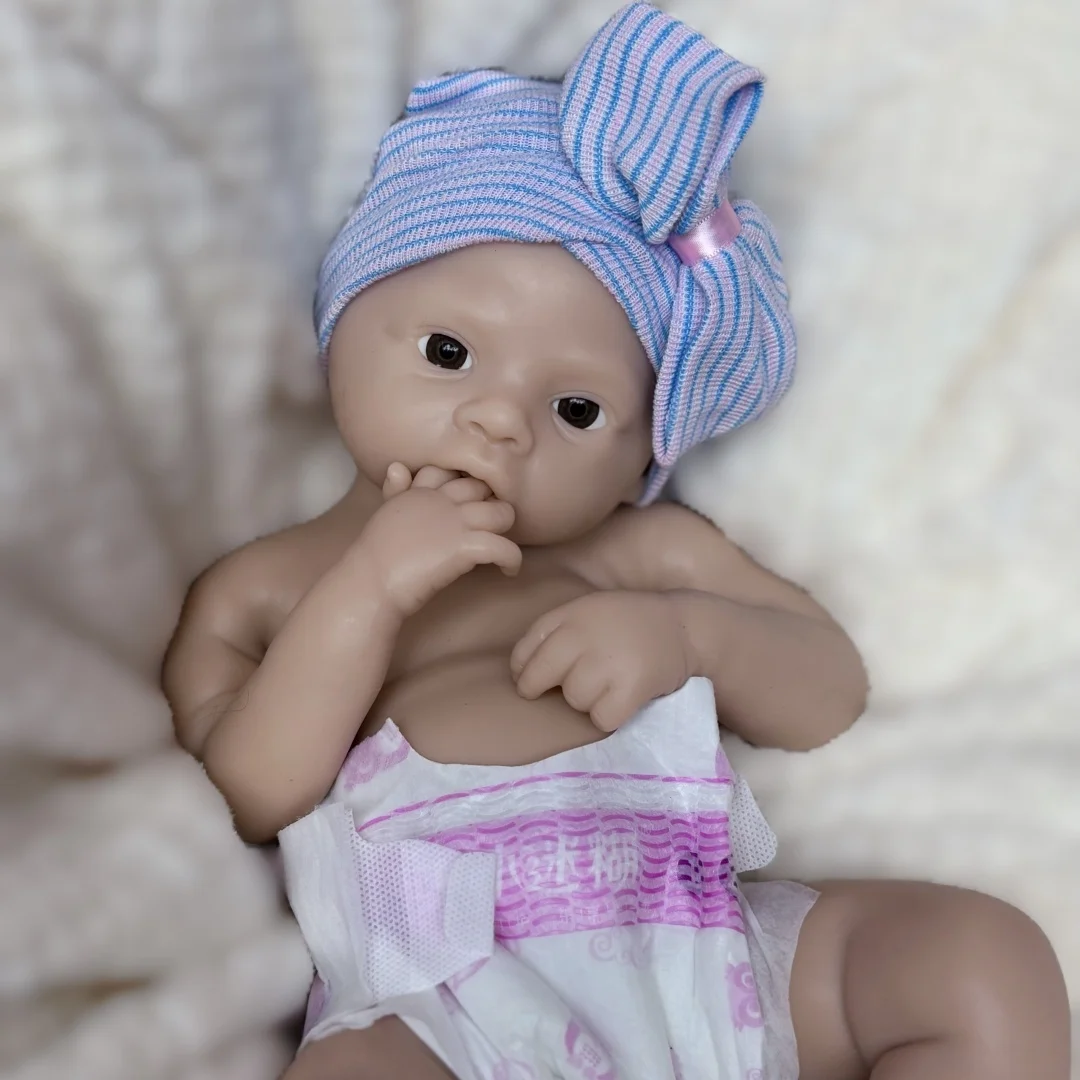 45cm 오픈 입 초원 솔리드 실리콘 bébé reborn 소녀 unpaint 피부 방수 신생아 인형 Corpo De Silicone Doll