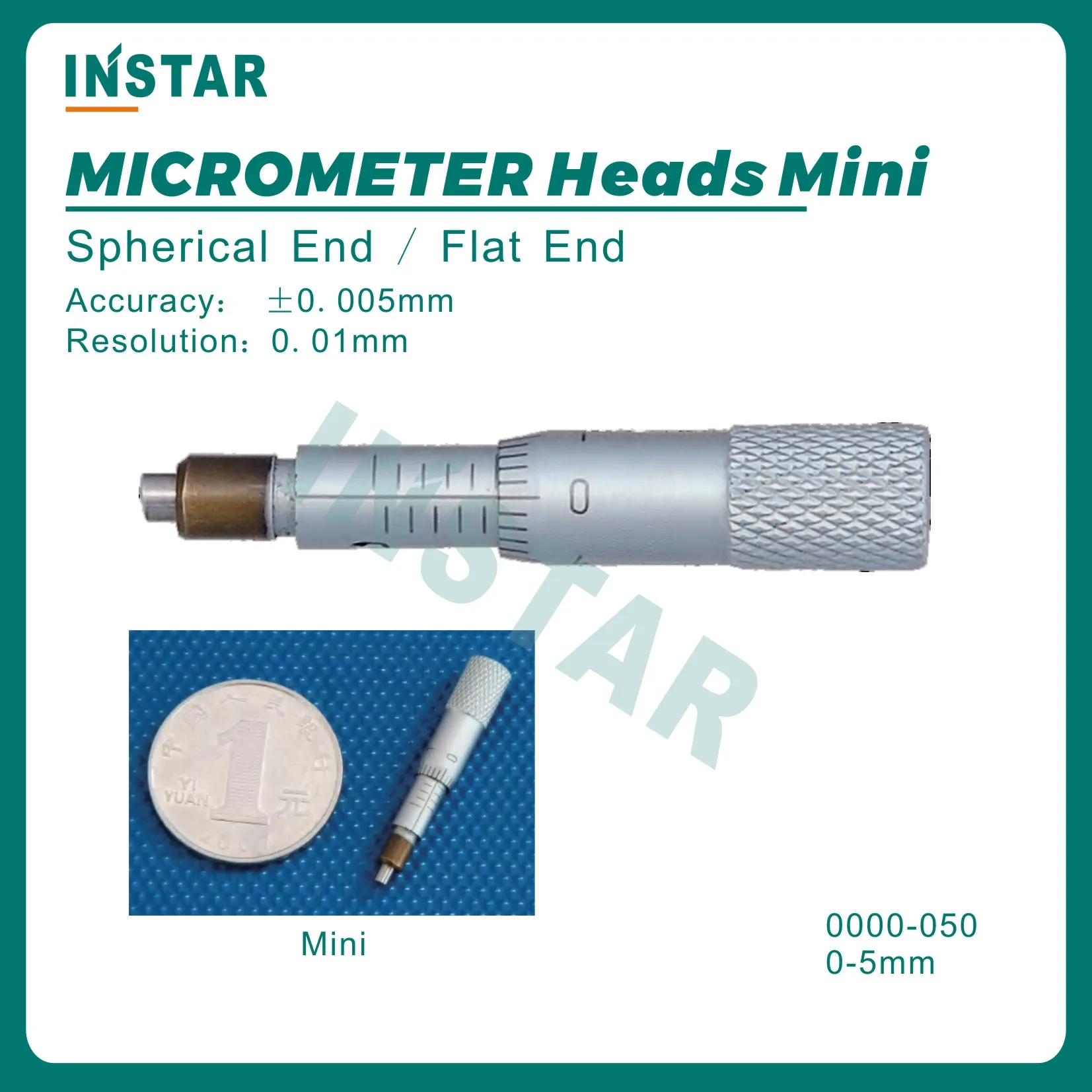 Micrometer Heads 0-5mm x 0.01mm 0-6.5mm Flat End and Spherical End DIN863 Industrial Quality