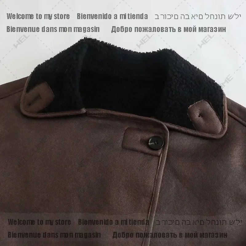 سترة عالية الجودة معطف أنثى عادية الصلبة جيب أبلى القمم المرأة خمر كم طويل دافئ فو الصوف 1