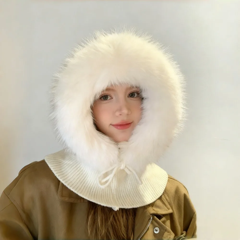 بالاكلافا المرأة الخريف الشتاء ألياف البوليستر محبوك قبعة العصرية ومتعددة الاستخدامات الدافئة والباردة واقية البلوز القبعات #3