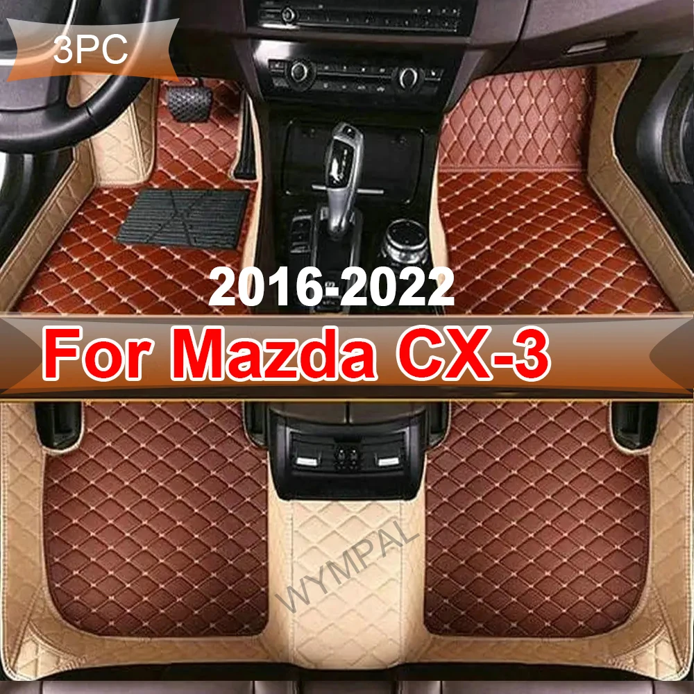 Car Floor Mats For Mazda CX-3 CX3 DK 2016~2022 Leather Luxury Mat Protective Rug Carpet Set Auto Interior Parts Car Accessories