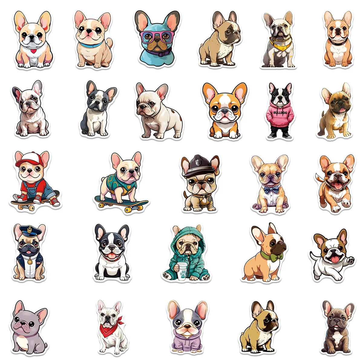 10/50PCS Kawaii Puppy Franse Bulldog Graffiti Sticker Creatieve Grappige Decoratie Briefpapier Doos Telefoonhoesje Waterdicht Sticker Speelgoed