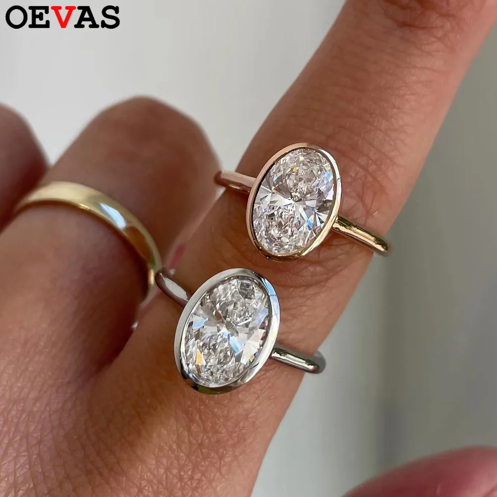 

OEVAS 2CT круглое/овальное кольцо с муассанитом S925, посеребренное 18-каратное золото, обручальное кольцо с бриллиантами в лаборатории для женщин, ювелирные изделия, подарок