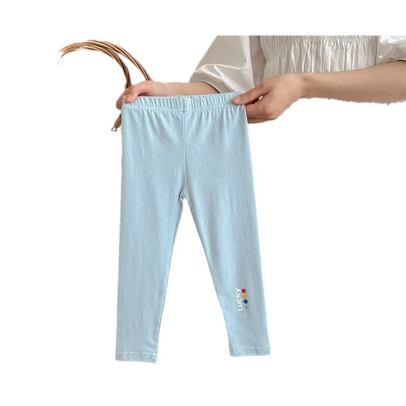 بنطلون قصير مطبوع للأطفال ، بنطلون طويل ، خفيف الوزن وجيد التهوية ، النسخة الكورية ، بنطلون ضيق للفتيات