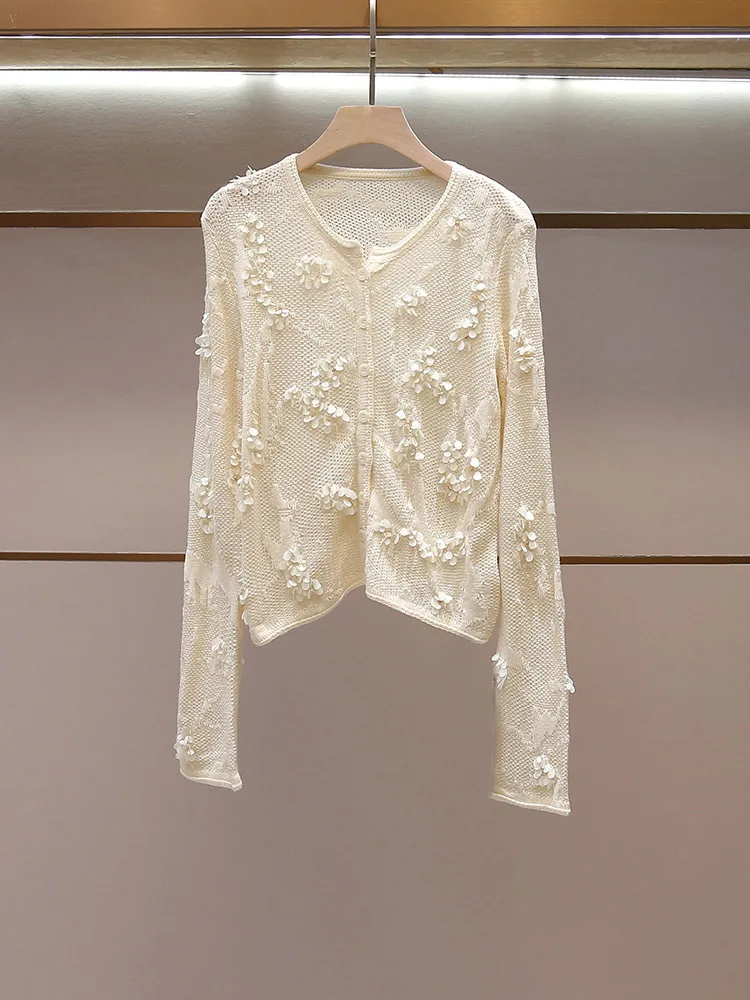 

Withered New Spring Collection For Women's Clothing: Small And Unique Round Neck Sparkling Round Neck Long Sleeve Knitted Shirt