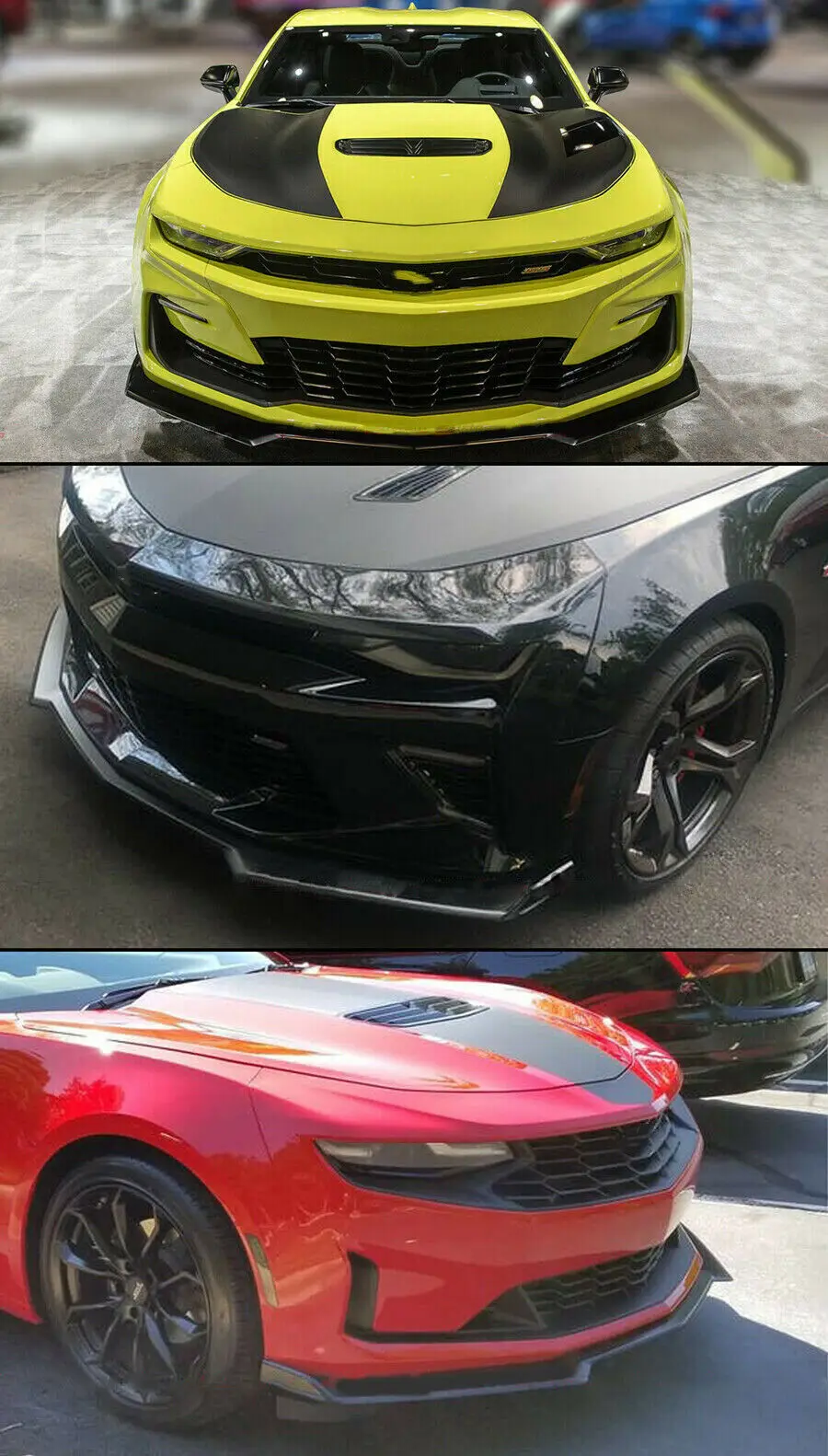 Front Bumper Lip Splitter Spoiler For Camaro SS 2016-2021/Camaro LS LT RS 2019-2021 Carbon Fiber Look Glossy Black Mate Black