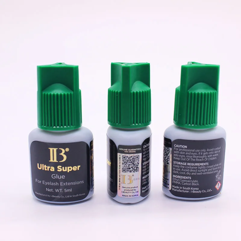 10 個 Ibeauty 超スーパー接着剤速乾性黒つけまつげエクステンション接着剤韓国オリジナルプロフェッショナルツールグリーンキャップ