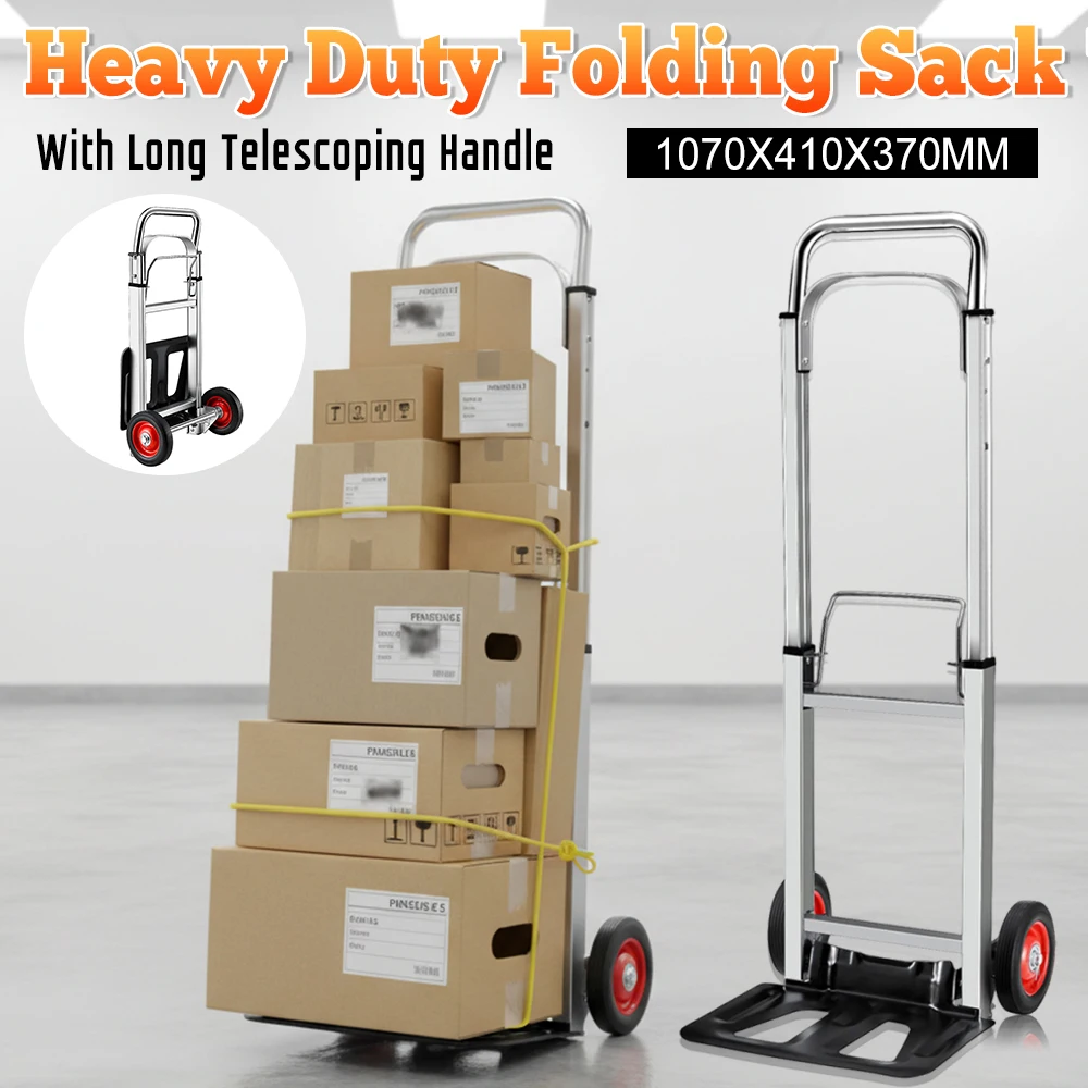 

Folding Sack Truck Heavy Duty Barrow Cart Long Telescoping Handle Silent Portable Dolly Cart for Indoor Outdoor Moving Shopping