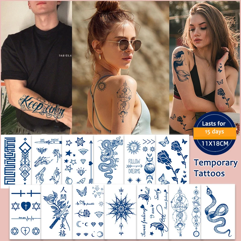 Semi Permanent Tattoos for Women Waterproof and Long-Lasting 2 Weeks Tattoos Realistic Fake Tattoos Stickers Butterfly Flowers