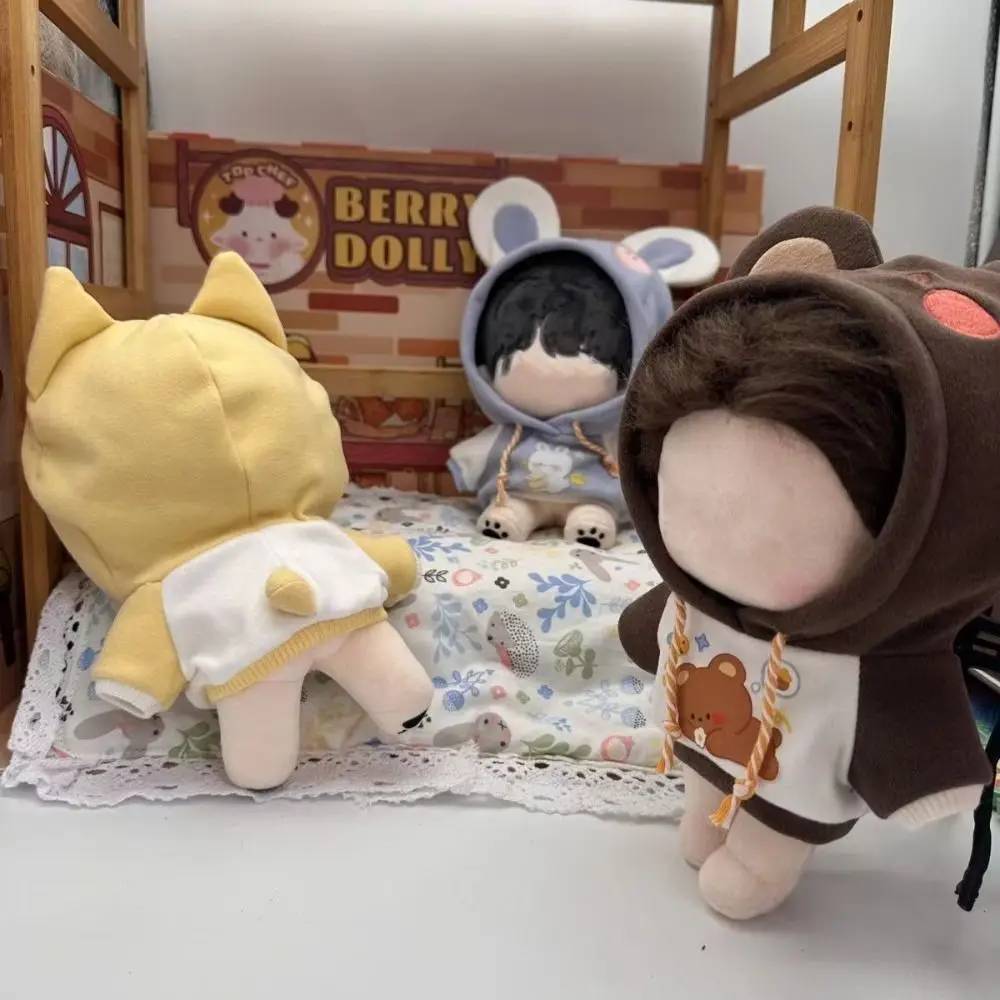 Ropa para muñecas de 20CM, regalo, accesorios para muñecas multicolores, suéter con orejas de Animal, accesorios para fotos de casa, sudaderas con capucha a juego de colores, juguete