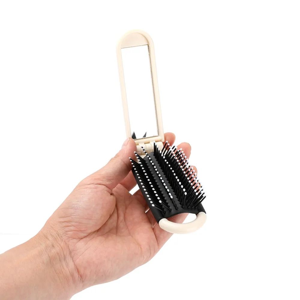 1PC Mini Hair Brush Massage Comb Folding with Mirror Travel Hair Brush Compact Hair Brush Hair Styling Tools