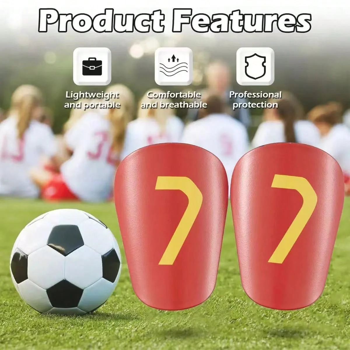One Pair of Ultra-Lightweight Football Shin Guards - Durable and Comfortable, Suitable for All Sports, Designed for Soccer,