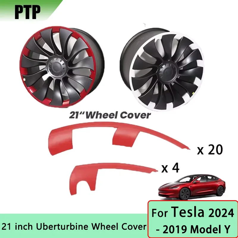 

Carbon Fiber Wheel Cover for Tesla Model Y 2024 21 inch UberTurbine Wheel Protector ABS Hubcap 2023-2019 Car Sticker Accessory