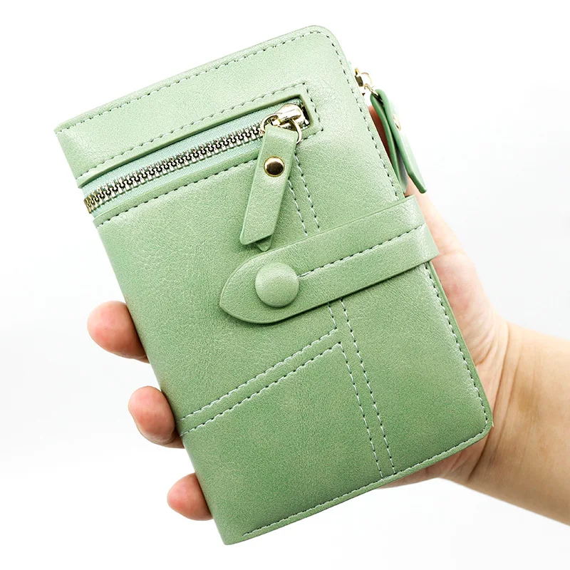 

Foldable Lady's Card Holder Women's Wallet PU Leather ID Folder Package Coin Purse Fashion Design Hasp Zipper Square Female Bags