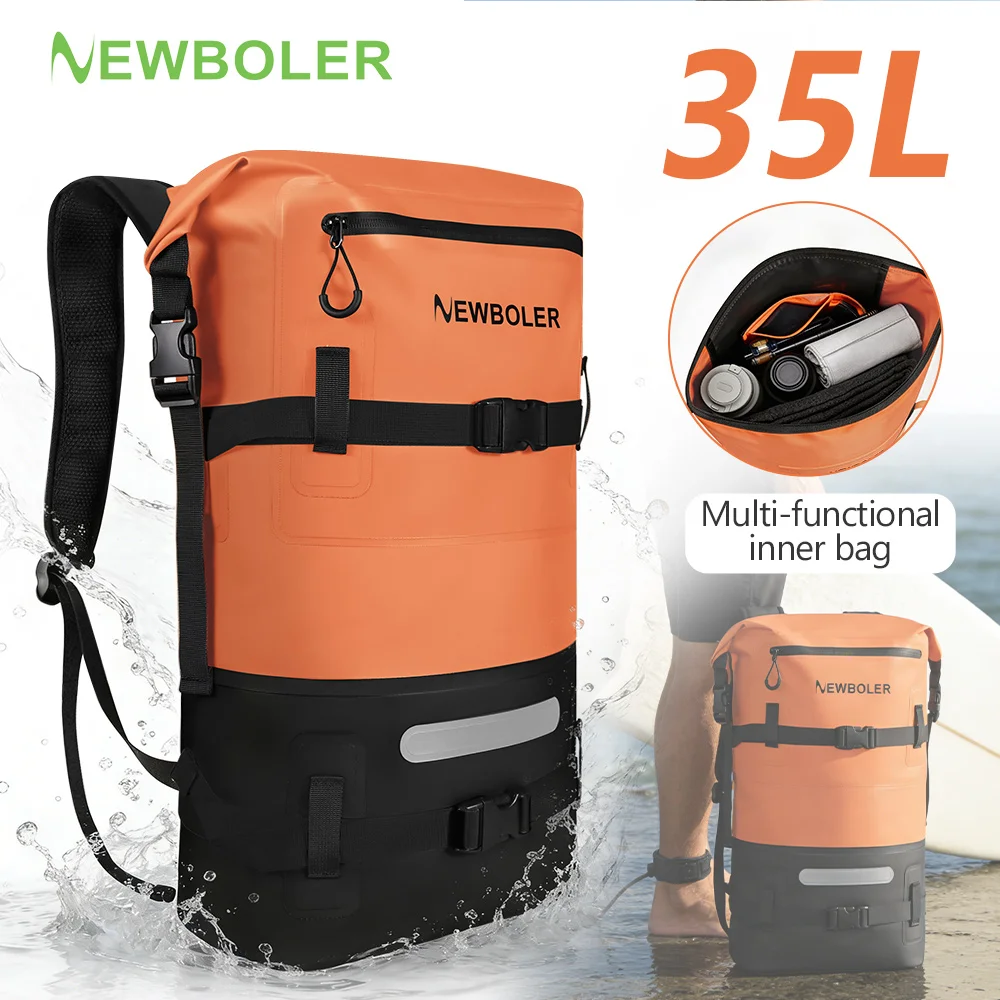 NEWBOLER Large Capacity Swimming Waterproof Backpack, Beach, Drifting, Surfing, Diving, Waterproof Backpack 35L Dry Pack