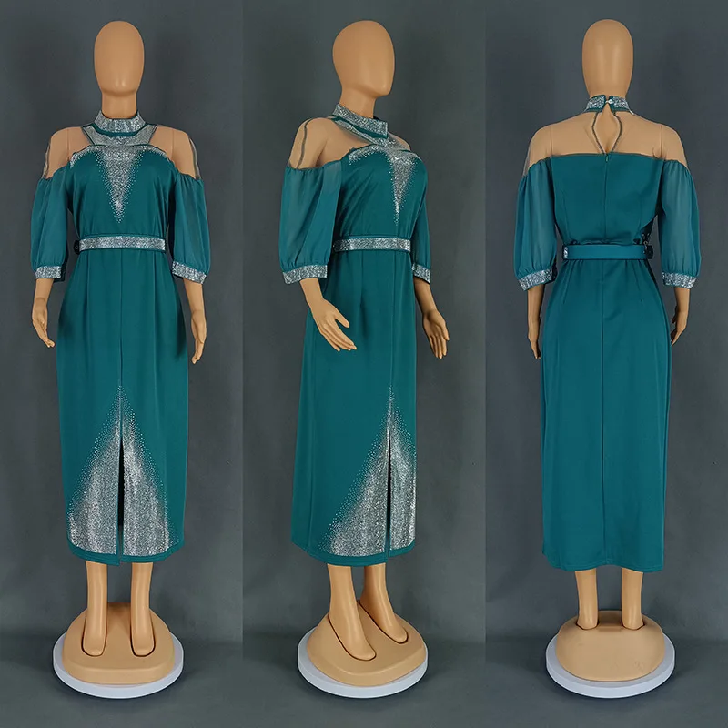 

Женское платье макси с африканскими бриллиантами для свадебной вечеринки, Анкара Дашики, африканская одежда, Дубай, Абая, Турция, кафтан, элегантное платье