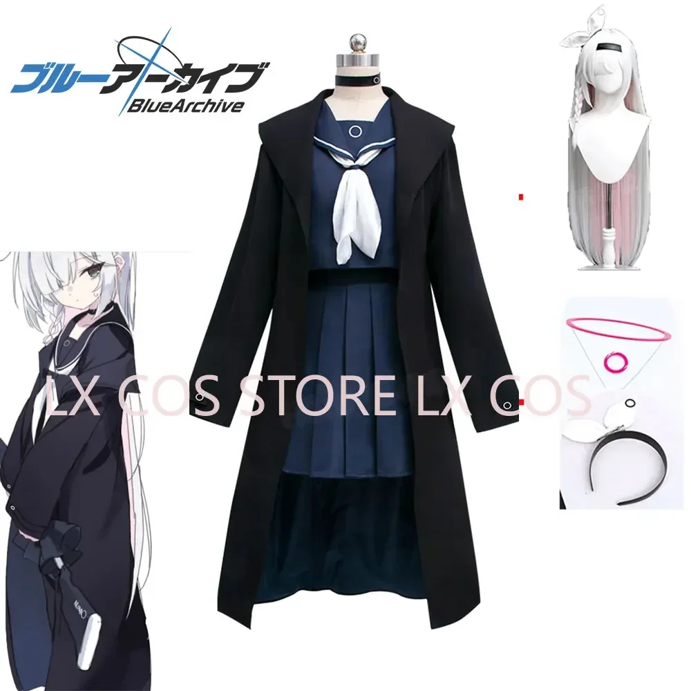 Juego Anime archivo azul Cosplay planetario mujer chica JK uniforme gabardina sombreros collar peluca traje completo disfraz de Carnaval