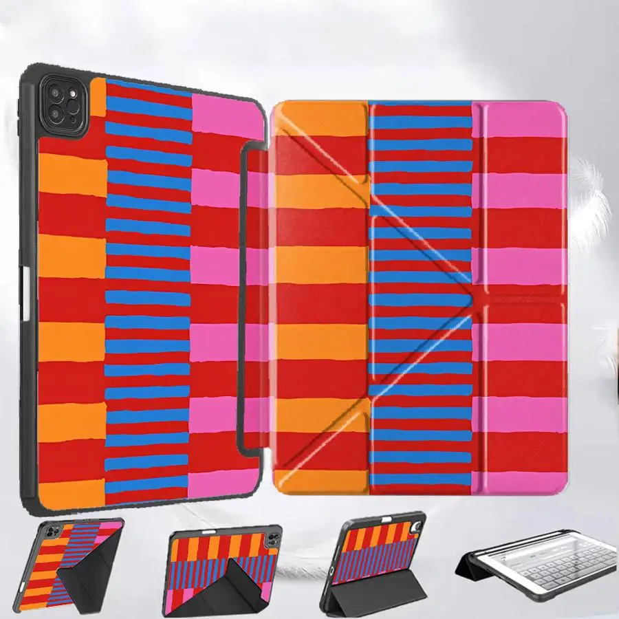 

Holder Cover Tablet Case For iPad Mini 6 7 Pro 2025 Air 4 5 M3 M2 M4 11inch Pro 11th 10th 9th 8th 7th 12.9inch Colorful Stripes